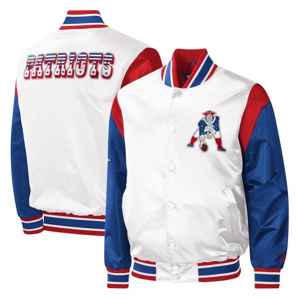 New England Patriots Throwback Warm Up Pitch Satin Jacket