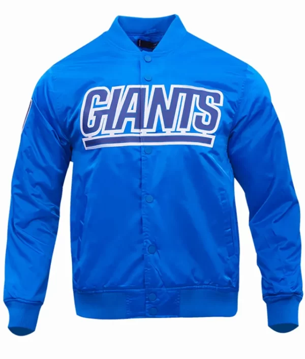 New York Giants Wordmark Blue Satin Jacket