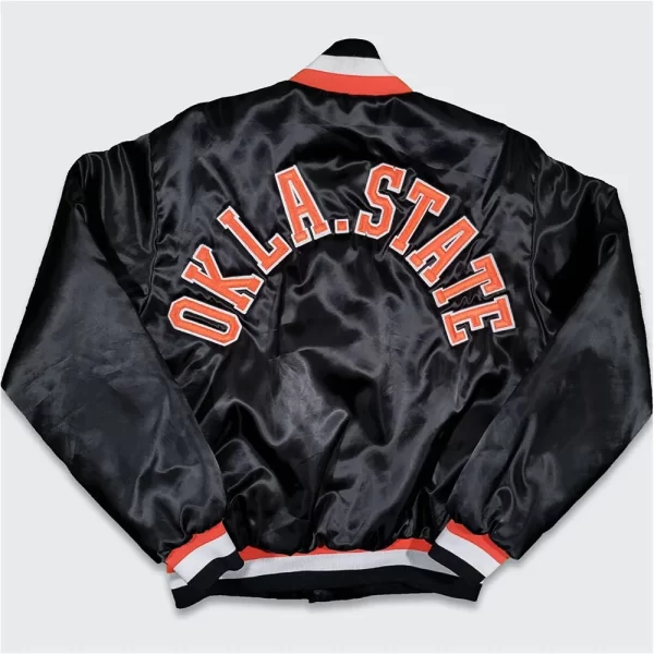 Oklahoma State Cowboys 90’s Black Full-Snap Satin Bomber Jacket