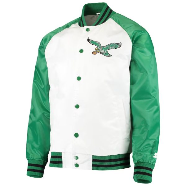 Philadelphia Eagles Starter Clean Up Throwback Varsity Satin Jacket