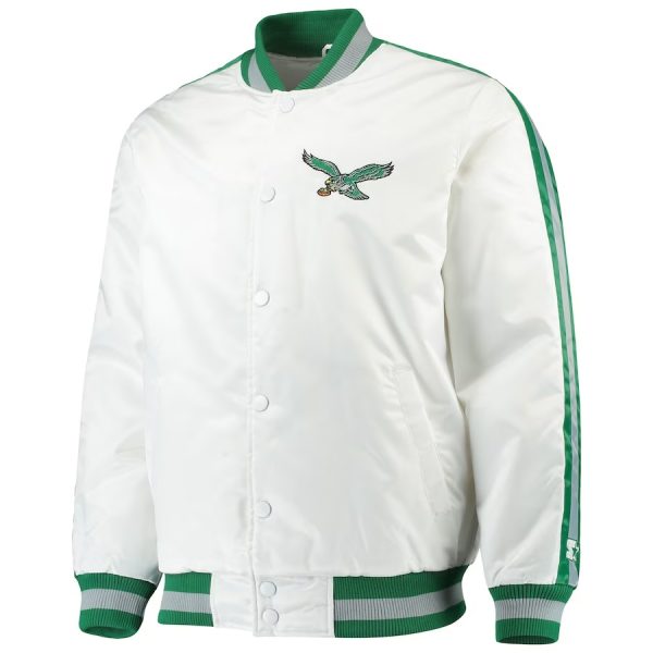 Philadelphia Eagles Starter Throwback D-Line White Varsity Jacket