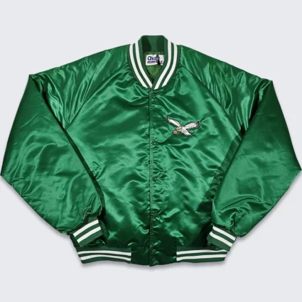 Philadelphia Eagles Vintage 80s Chalk Line Satin Bomber Jacket