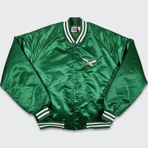 Philadelphia Eagles Vintage 80s Chalk Line Satin Bomber Jacket