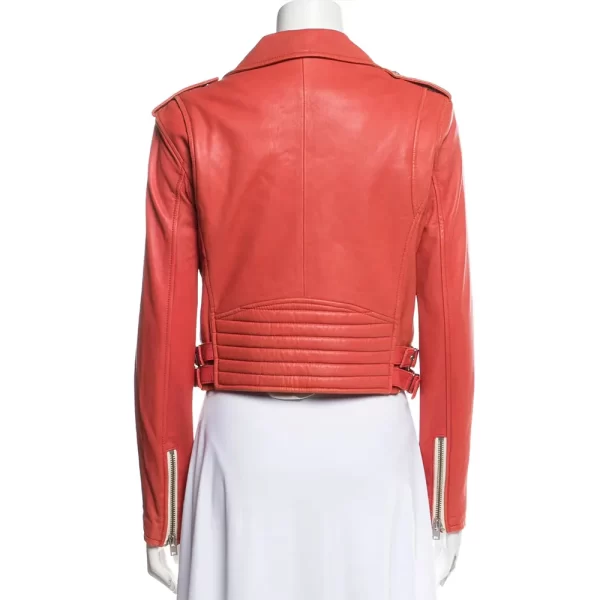 Pretty Little Liars Season 7 Aria Montgomery Red Leather Cropped Jacket