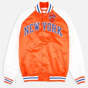 Prime Time NY Knicks Orange and White Satin Jacket