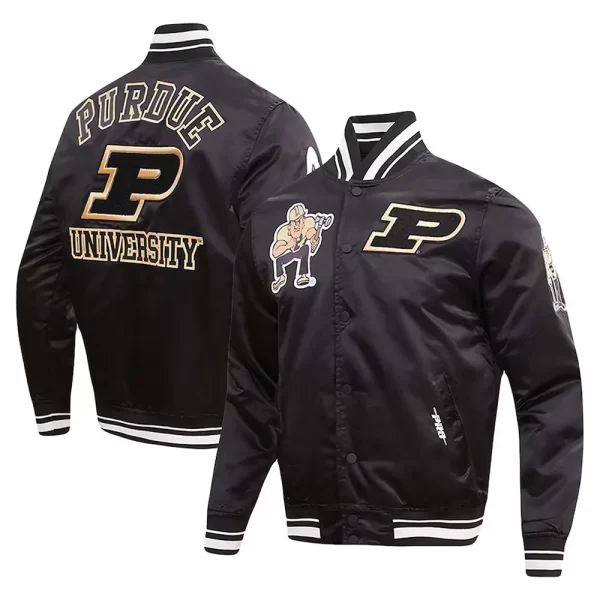 Purdue Boilermakers Classic Satin Black Jacket