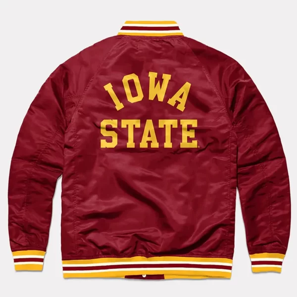 Red 90s Iowa State Cyclones Satin Full-Snap Jacket