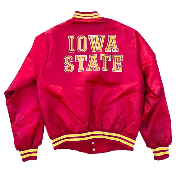 Red 90s Iowa State Cyclones Satin Full-Snap Jacket