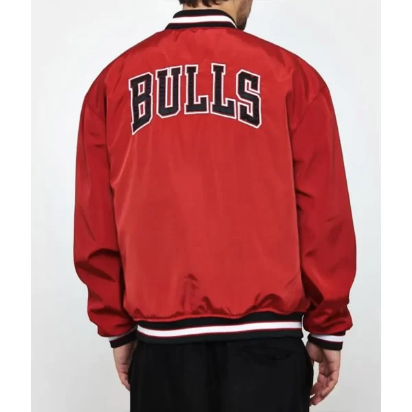 Red Chicago Bulls Poly Full-Snap Bomber Jacket