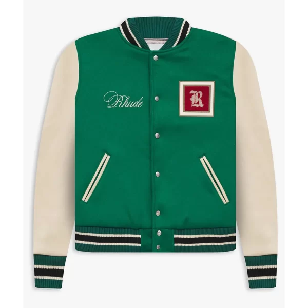 Rhude Green Wool Varsity Jacket