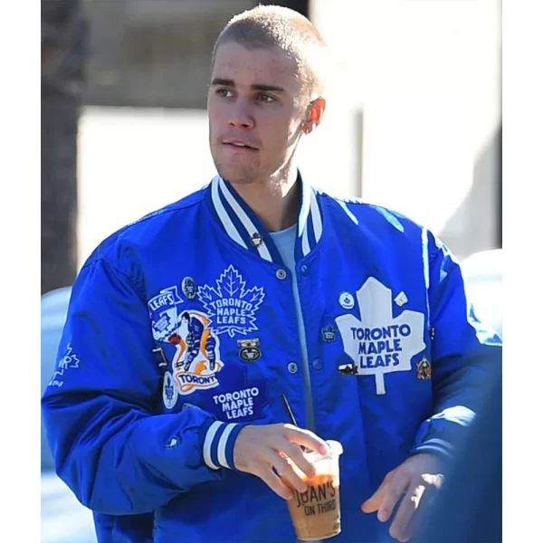 Royal Justin Bieber Toronto Maple Leafs Satin Jacket