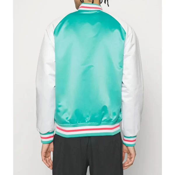 San Antonio Spurs Prime Time Aqua & White Varsity Full-Snap Satin Jacket