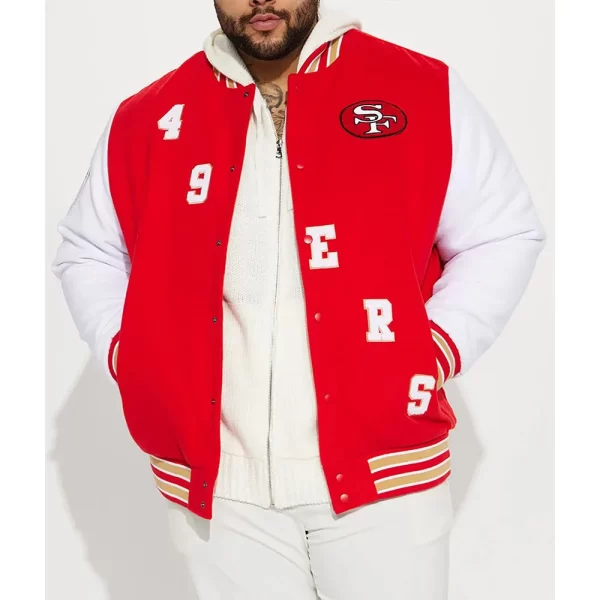 San Francisco 49ers Red & White Varsity Jacket