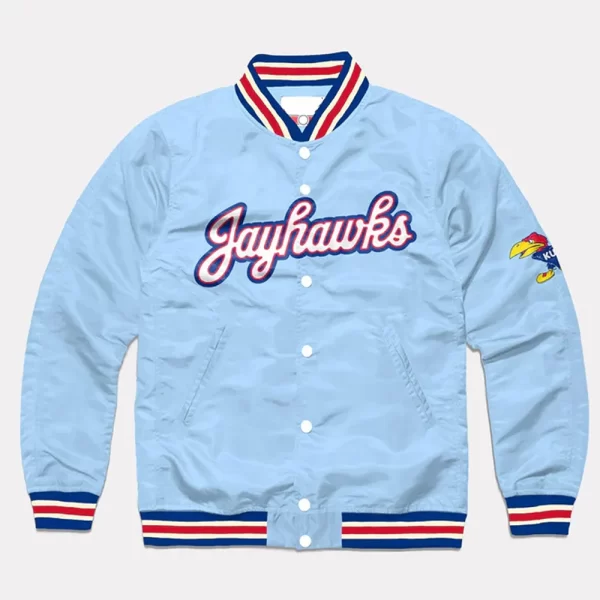 Script Kansas Jayhawks Light Blue Satin Jacket