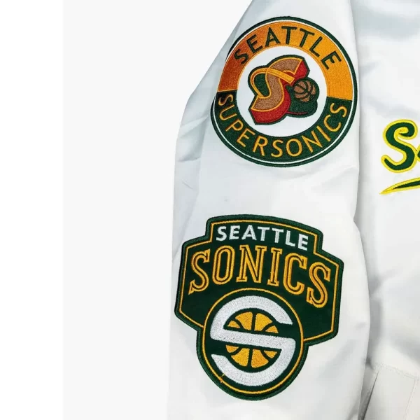 Seattle Supersonics Golden Age Satin White Jackets