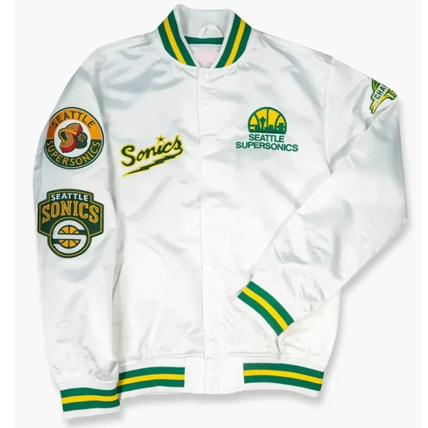 Seattle Supersonics Golden Age White Satin Jacket