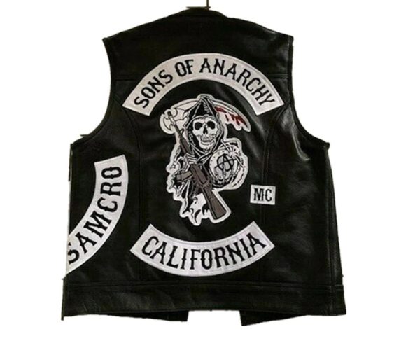 Son’s Of Anarchy Motorcycle Club Black Real Leather Vest