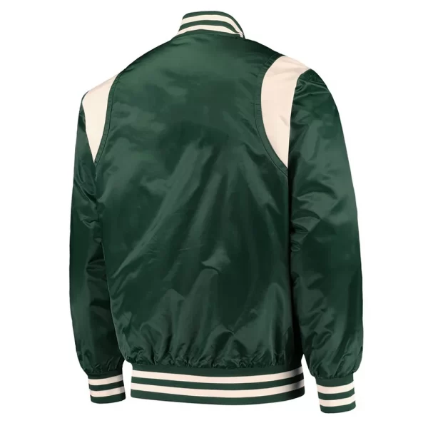 Starter Green Michigan State Spartans Teddy Varsity Satin Full-Snap Jacket