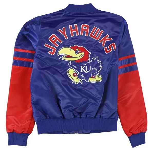 Starter Kansas Jayhawks Varsity Blue & Red Full-Snap Satin Jacket