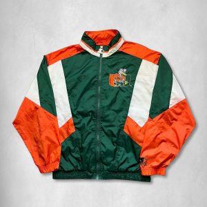 Starter Men's Green and Orange Satin Jacket