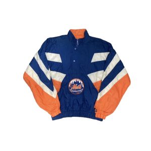 Starter Men's Orange and Blue Satin Jacket