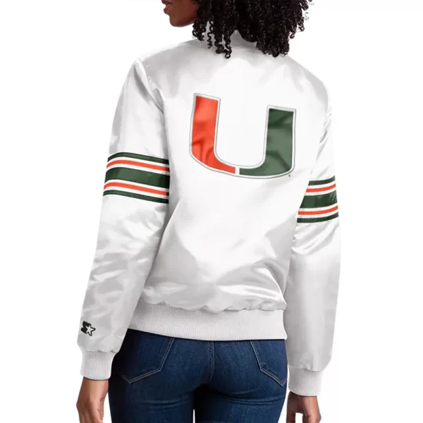 Starter Miami Hurricanes Striped Satin Full-Snap Jacket