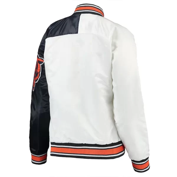 Starter White and Navy Hometown Chicago Bears Satin Full-Snap Jacket