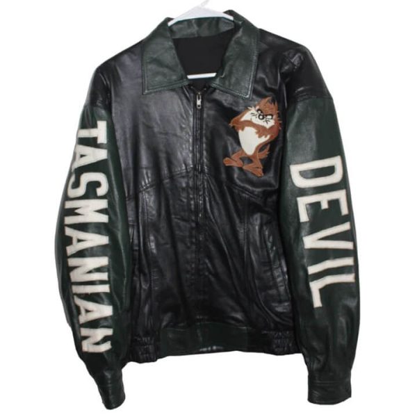 Tasmanian Devil Taz Black And Green Leather Jacket