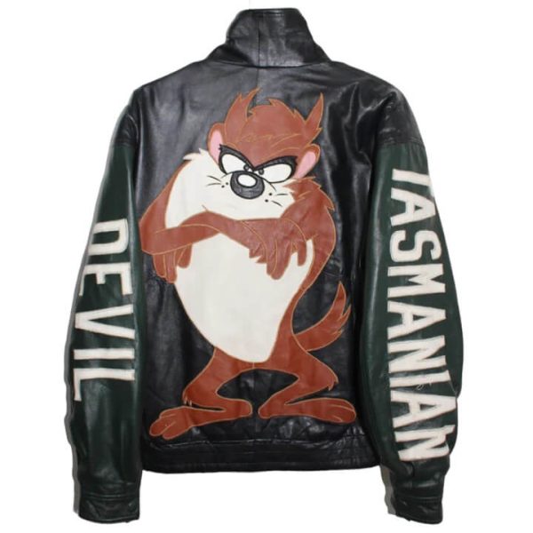 Tasmanian Devil Taz Green And Black Leather Jacket