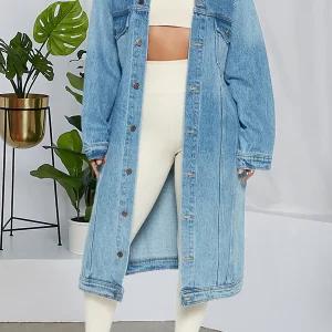 Taylor Swift Stylish Single Breasted Mid-Length Denim Coat