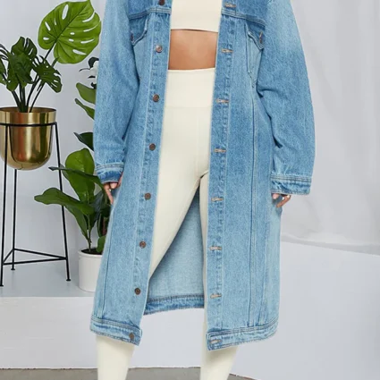 Taylor Swift Stylish Single Breasted Mid-Length Denim Coat