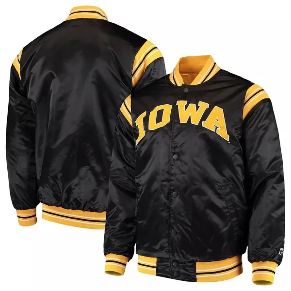 The Enforcer Iowa Hawkeyes Satin Black Jacket