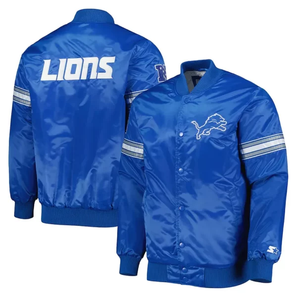 The Pick and Roll Detroit Lions Blue Satin Jacket