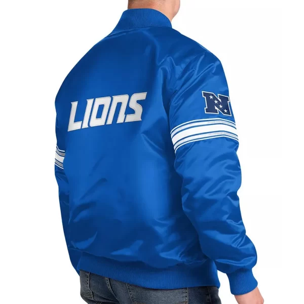 The Pick and Roll Detroit Lions Blue Satin Jackets