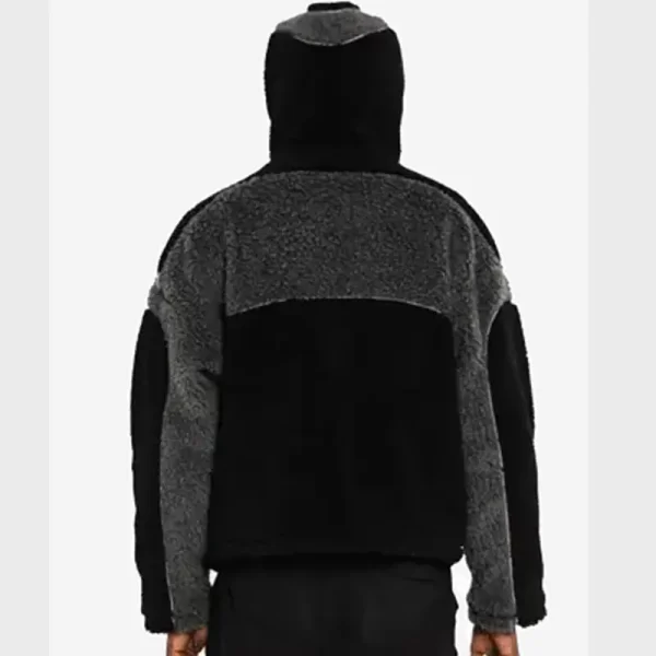 Trendt Vision Black and Gray Fleece Shearling Jacket