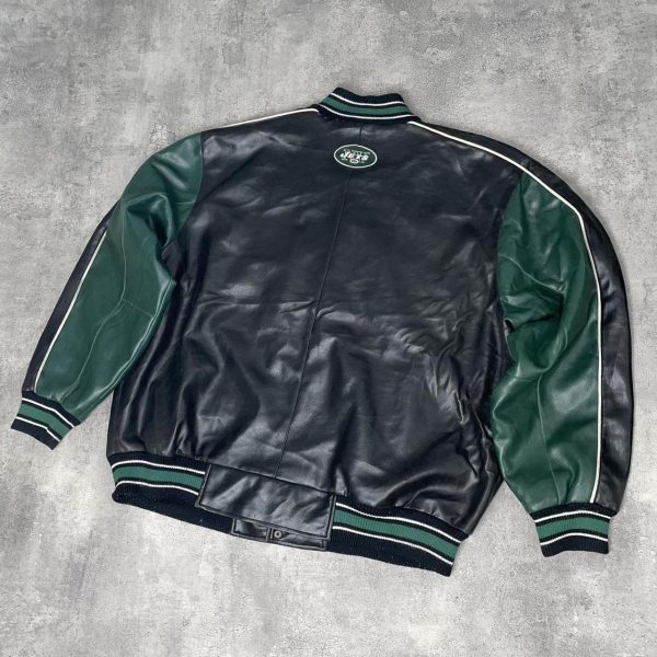 Vintage NFL New York Jets leather Black and Green varsity jacket