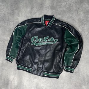 Vintage NFL New York Jets leather varsity Black and Green jacket