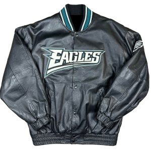 Vintage Philadelphia Eagles Black Leather Jacket