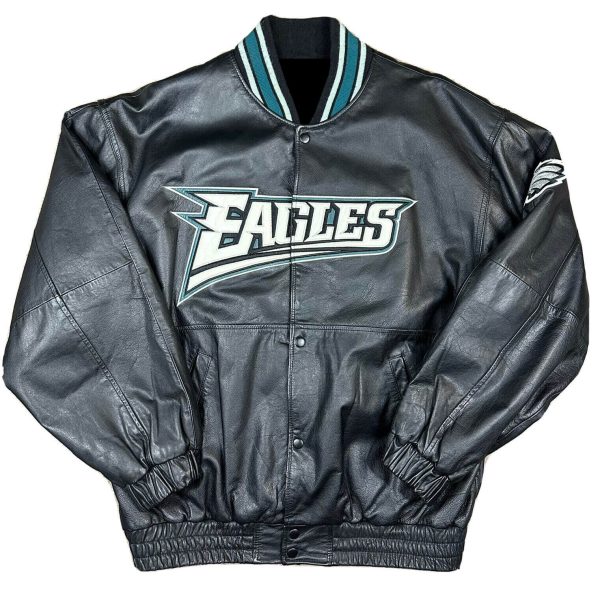 Vintage Philadelphia Eagles Black Leather Jacket