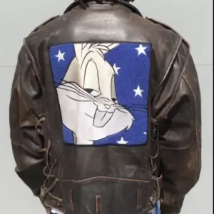 Warner Bros Bugs Bunny Biker Brown Leather Jacket