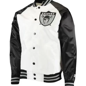 White & Black Las Vegas Raiders Clean Up Throwback Jacket