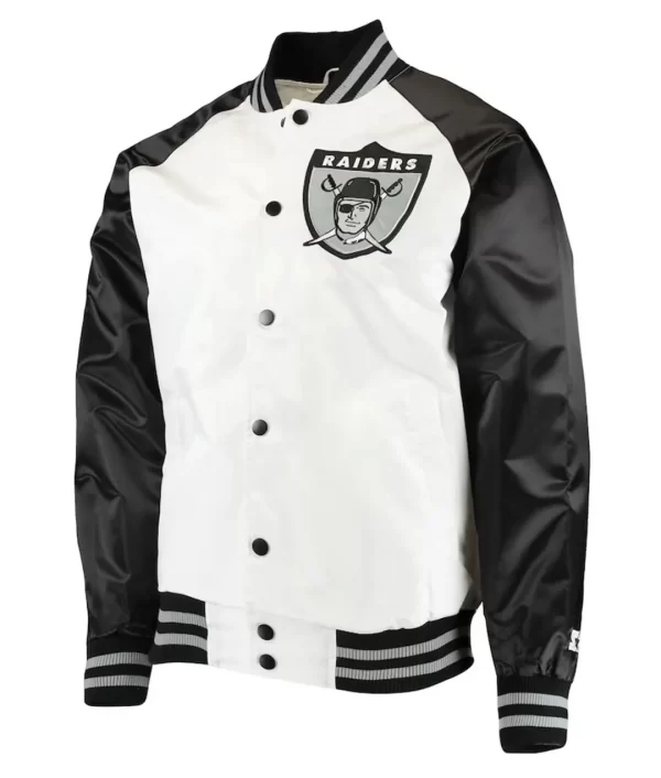 White & Black Las Vegas Raiders Clean Up Throwback Jacket