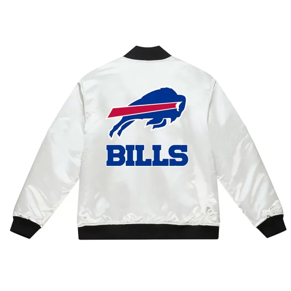 White Buffalo Bills Bomber Full-Zip Satin Jacket