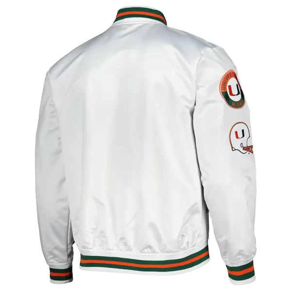 White Miami Hurricanes City Collection Full-Snap Satin Jacket