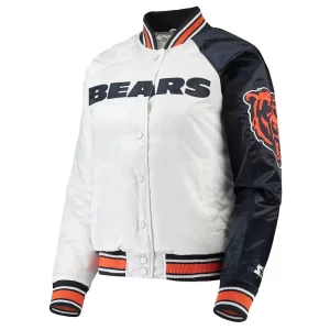 White & Navy Chicago Bears Hometown Satin Jacket