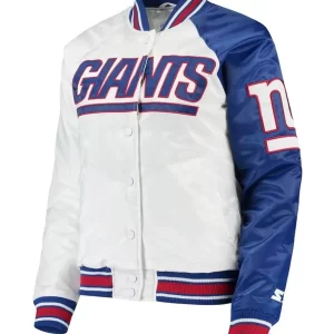 White & Royal New York Giants Hometown Satin Jacket