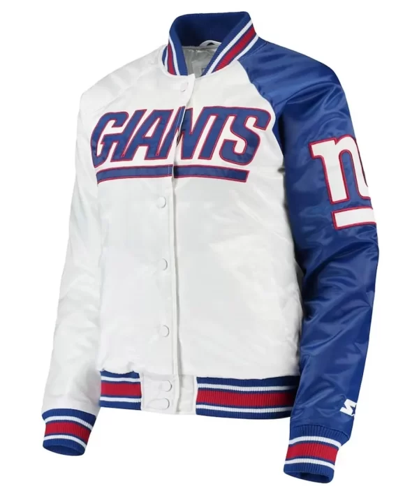 White & Royal New York Giants Hometown Satin Jacket