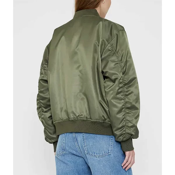 Women’s Anine Bing Leon Army Green Bomber Satin Jacket