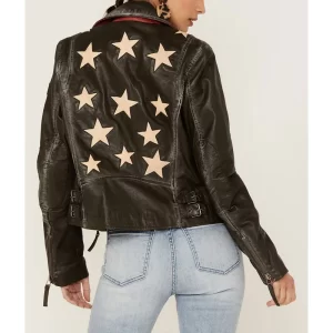 Women’s Christy Scatter Star Moto Leather Jacket