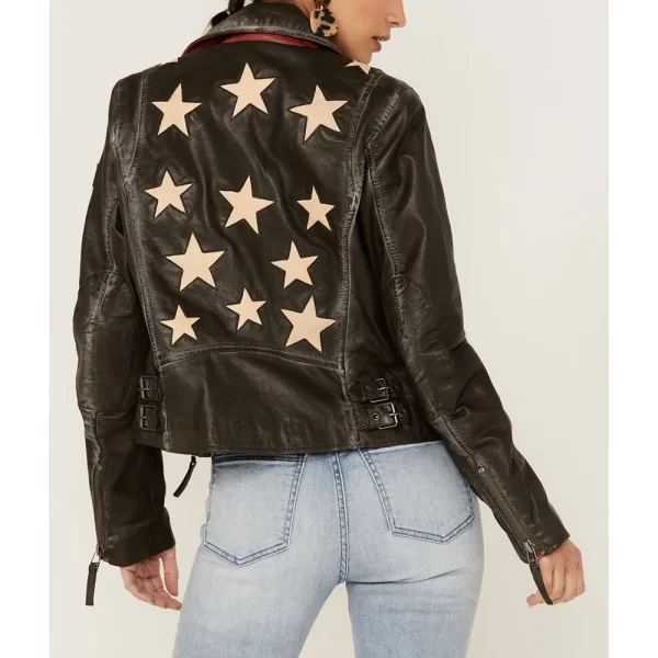 Women’s Christy Scatter Star Moto Leather Jacket